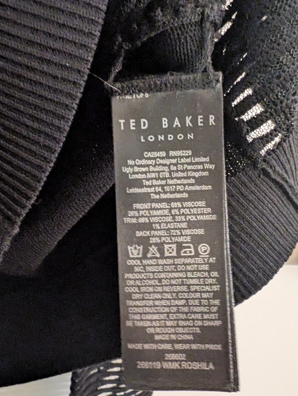 Ted Baker London Black Sheer Ladder Knit Openwork Sweater Size 3 US 8 - Picture 7 of 8